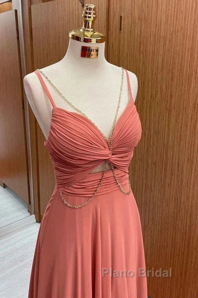 Spaghetti-Straps Chiffon Sweetheart Sleeveless A-Line Formal Prom Dresses Secondary image