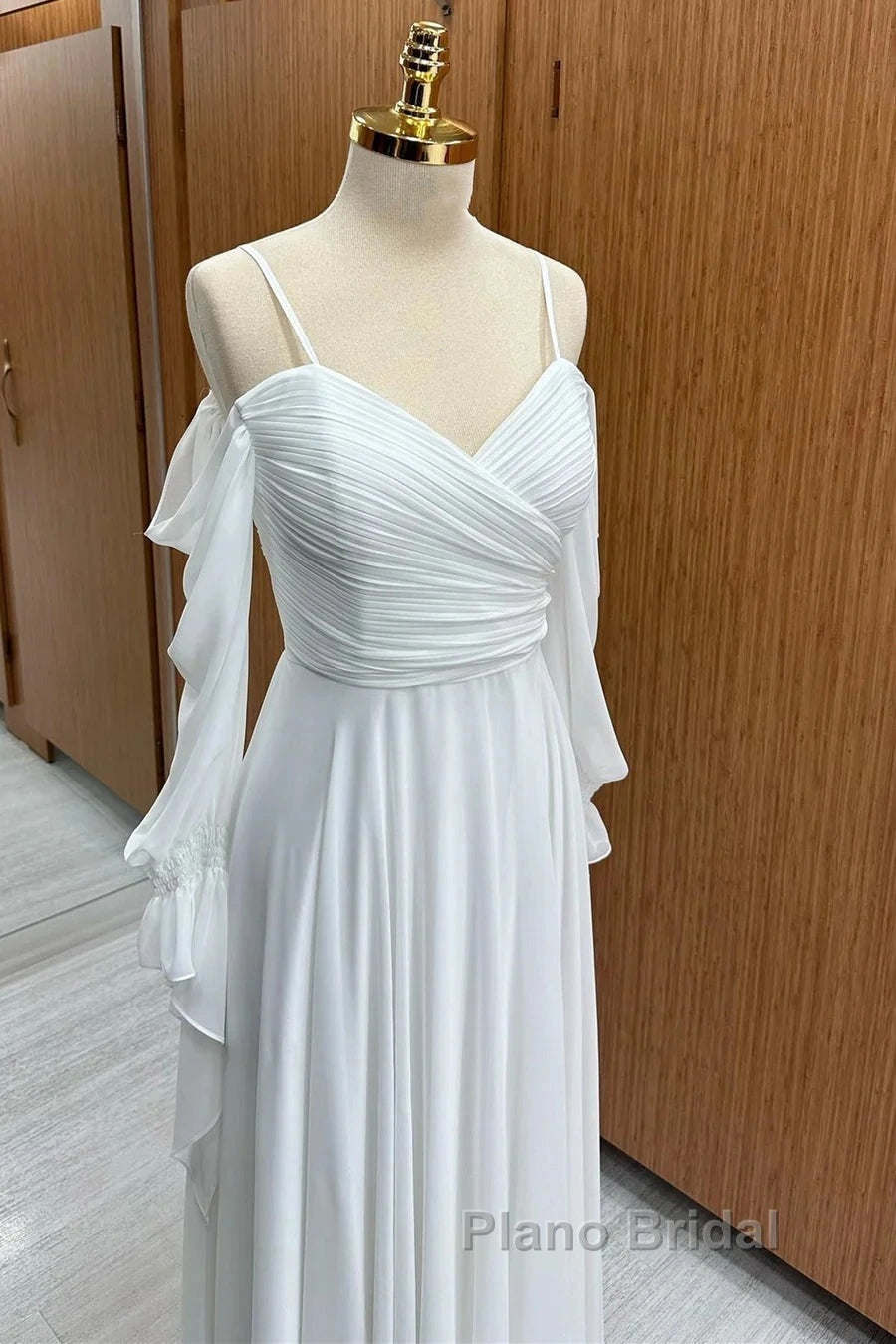 Spaghetti Straps Cold-Shoulder Floor Length Chiffon Bridesmaid Dresses Secondary image