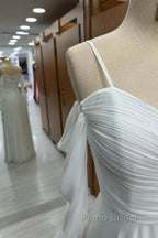 Spaghetti Straps Cold-Shoulder Floor Length Chiffon Bridesmaid Dresses