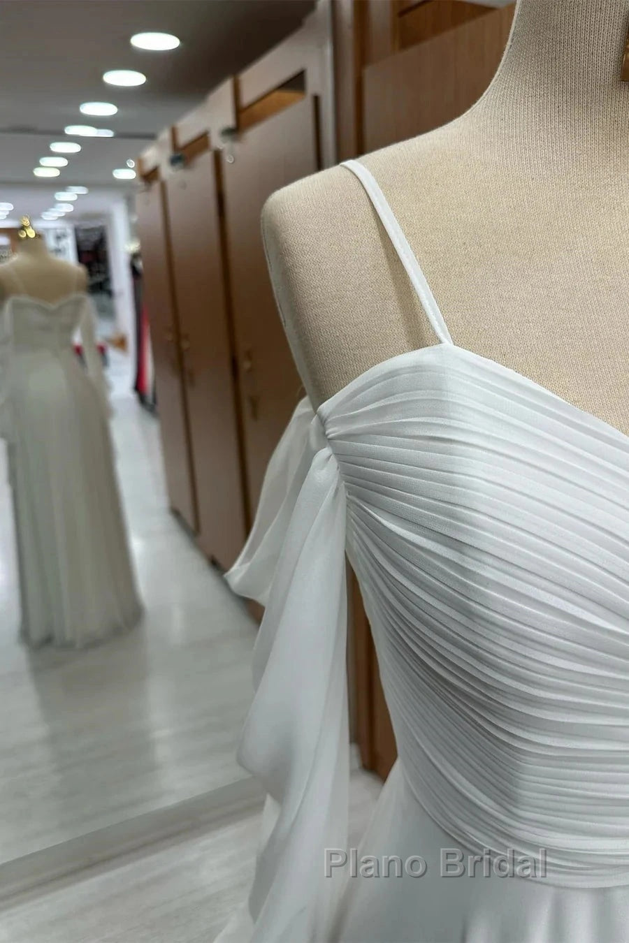 Spaghetti Straps Cold-Shoulder Floor Length Chiffon Bridesmaid Dresses