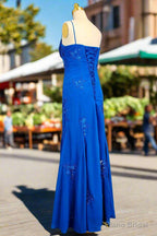 Spaghetti Straps Gorgeous A-line Ocean Blue Prom Dresses Long Evening Dresses 21th Birthday Outfits