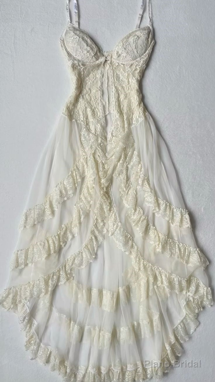 Spaghetti Straps Long Evening Prom Dresses Tulle Lace Dresses Secondary image