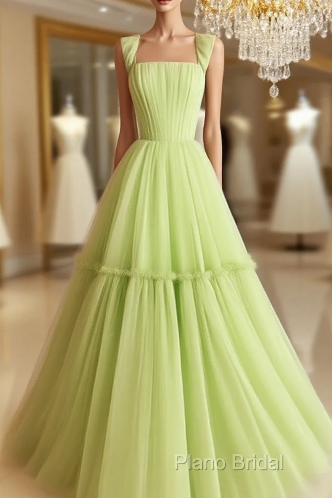 Spaghetti Straps Pleated Tulle Ruffles Ball Gown Main image