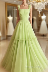 Spaghetti Straps Pleated Tulle Ruffles Ball Gown