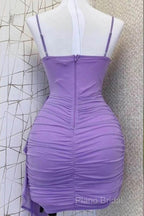 Spaghetti Straps Pleats Cute Homecoming Dresses Mini Party Dresses