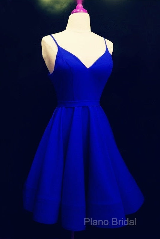 Spaghetti Straps V-Neck Satin Homecoming Dresses Ball Gown Party Dresses