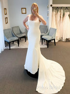 Spandex Straps Sweep Train Trumpet Mermaid Wedding Dresses