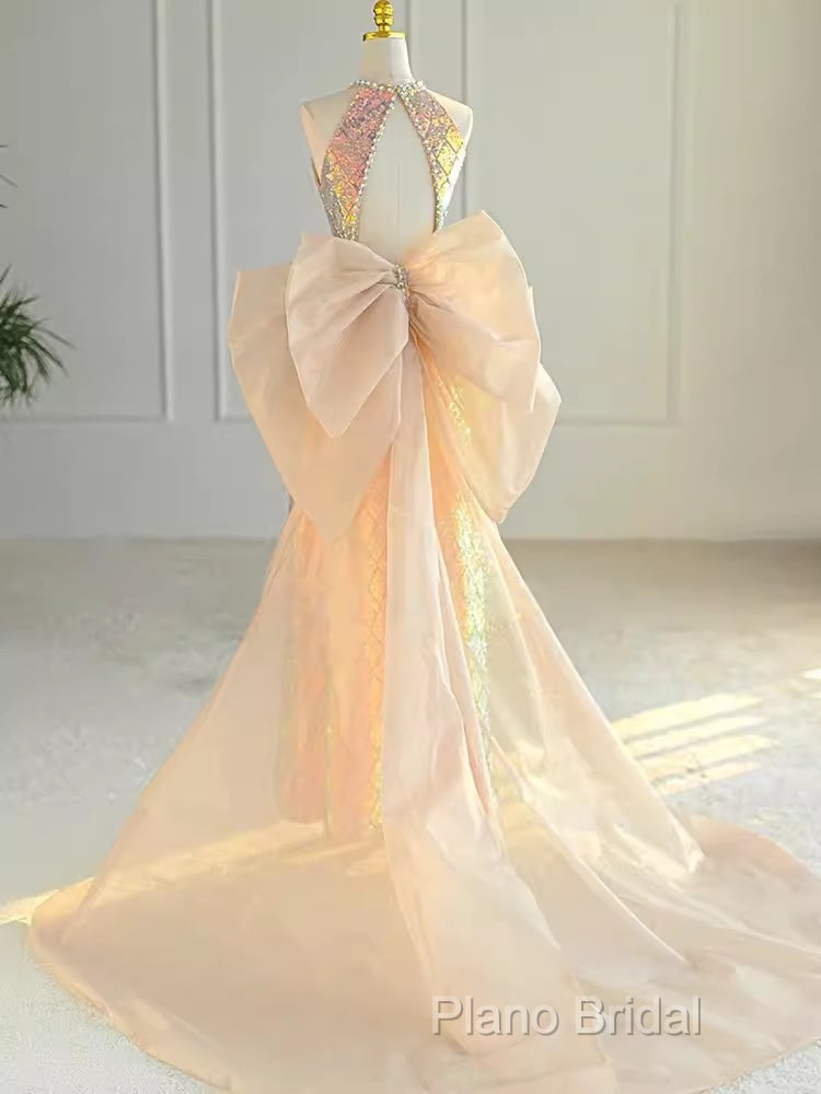 Sparkle A Line Scoop Neckline Sequin Gold Long Formal Prom Dresses