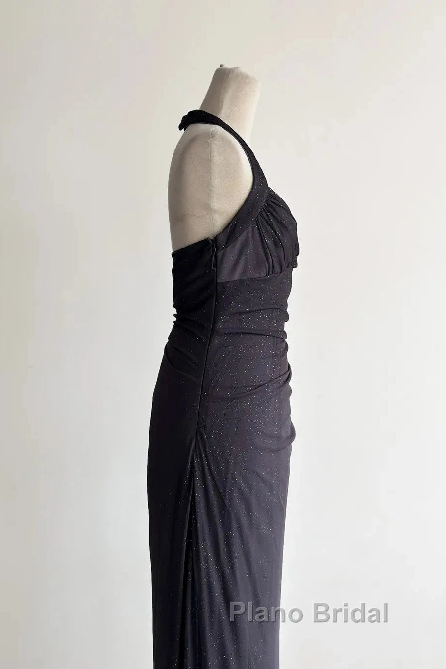 Sparkling Gradient Dark Gray Halter Neck Ruffle Sheath Formal Prom Dresses Birthday Dresses