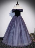 Sparkling Purple Gradient Tulle Off Shoulder A-Line Purple Evening Dresses Formal Prom Dresses Elegant