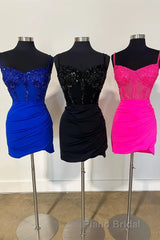 Sparkly Black Corset Sequin Tight Homecoming Dresses