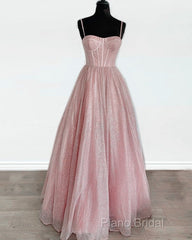 Sparkly Corset Formal Prom Dresses Long Sweetheart Spaghetti Straps