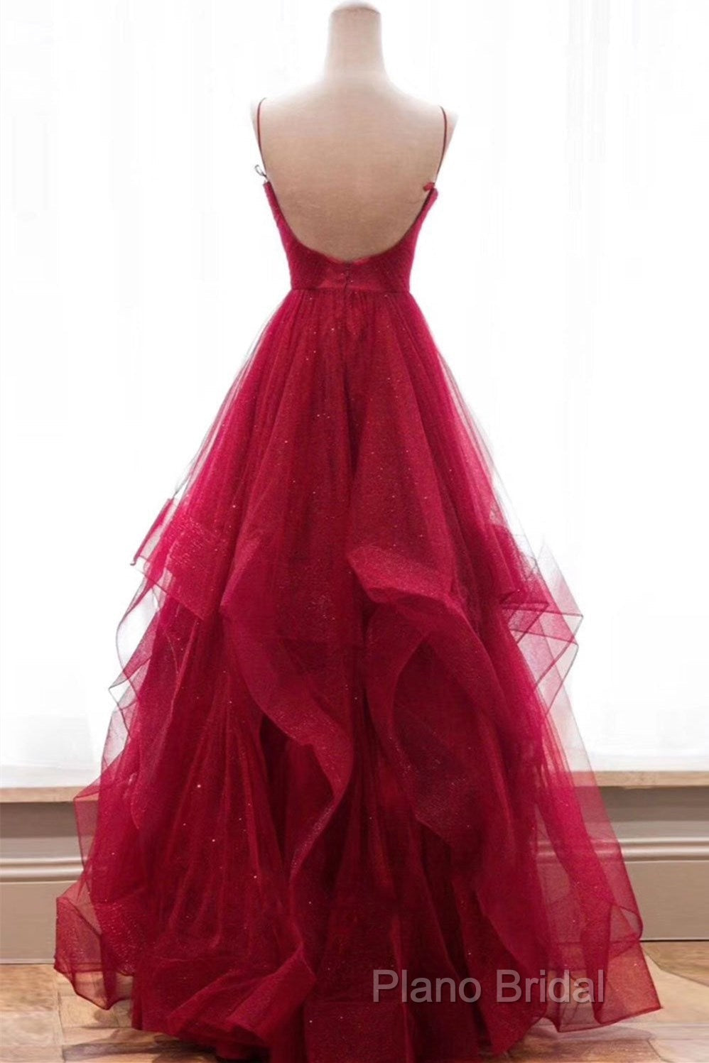Sparkly Formal Prom Dresses V Neckline, Long Homecoming Dresses, Formal Dresses Secondary image