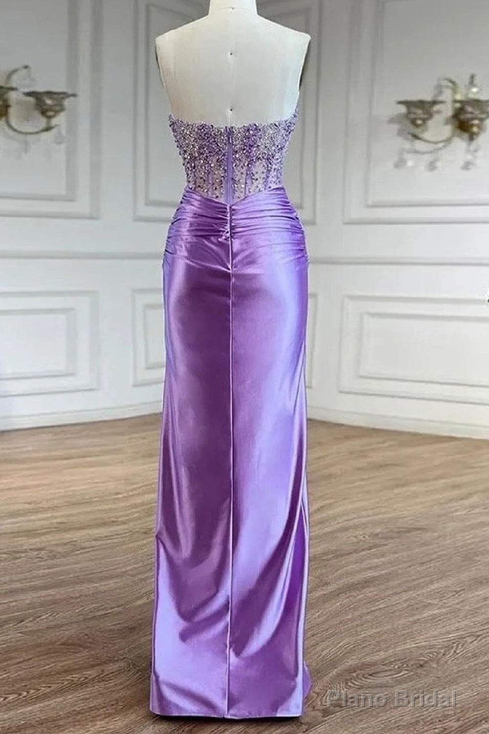 Purple Prom Dress Strapless Mermaid Corset Long Evening Dress with Slit Secondary image
