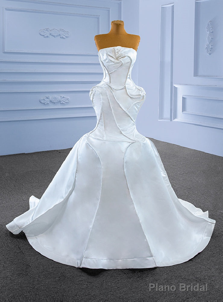 Special White Mermaid Satin Strapless Wedding Dress