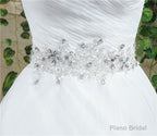 Strapless Beading Train Wedding Dresses With Crystals