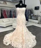 Strapless Bodice Corset Mermaid Lace Wedding Dresses For Bride