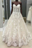 Strapless Champagne Lace Wedding Dresses Formal Prom Dresses, Formal Gown