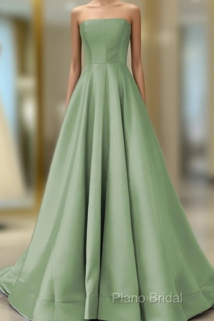 Strapless Corset Floor Length Satin Dresses