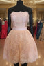 Strapless Lace Homecoming Dresses Short Formal Prom Gown