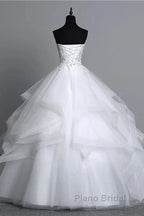 Strapless Layers Wedding Gown With Appliques Beadings