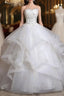 Strapless Layers Wedding Gown With Appliques Beadings
