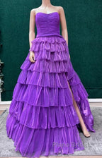Strapless Long Formal Prom Dresses With Ruffle Skirt