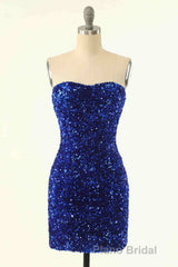 Strapless Pink Sequined Bodycon Homecoming Dresses