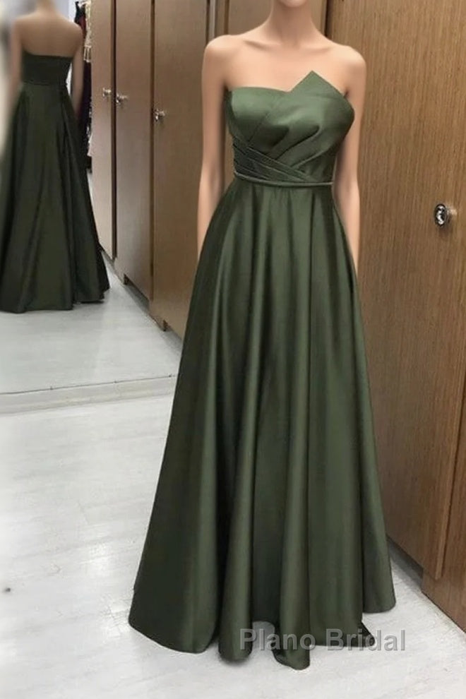 Strapless Satin Floor Length Bridesmaid Dresses Main image