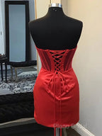 Strapless Short Satin Formal Prom Dresses, Short Formal Homecoming Dresses