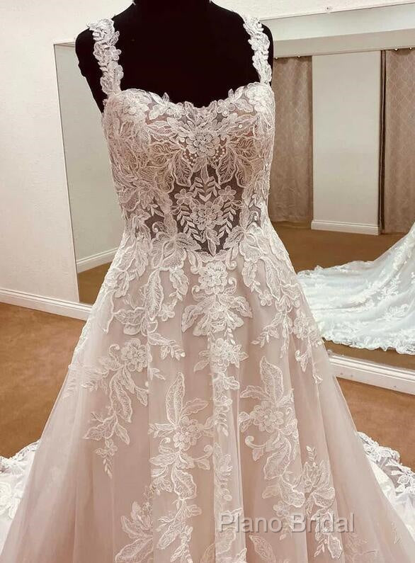Straps A-Line Lace Wedding Dresses