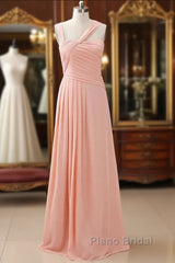 Straps Chiffon Long Bridesmaid Dresses Coral Formal Wedding Party Dresses