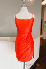 Straps Fuchsia Ruched Bodycon Homecoming Dresses