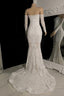 Stunning White Long Sleeves Mermaid Prom Dresses Off-the-Shoulder Long