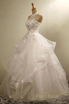 Stylish Halter Floor-Length Organza Wedding Dresses With Appliques Beading