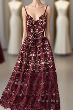 Stylish V Neck Lace Dresses A Line Party Dresses Long Formal Prom Dresses,Sexy Party Dresses