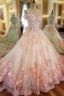 Sweet 16 Dresses Pink Lace Floral Formal Prom Dresses Ball Gown Off The Shoulder Elegant Beaded Luxury Formal Prom Gown
