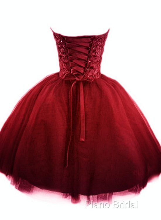 Sweet Burgundy Tulle Ball Party Dresses , Homecoming Dresses Secondary image