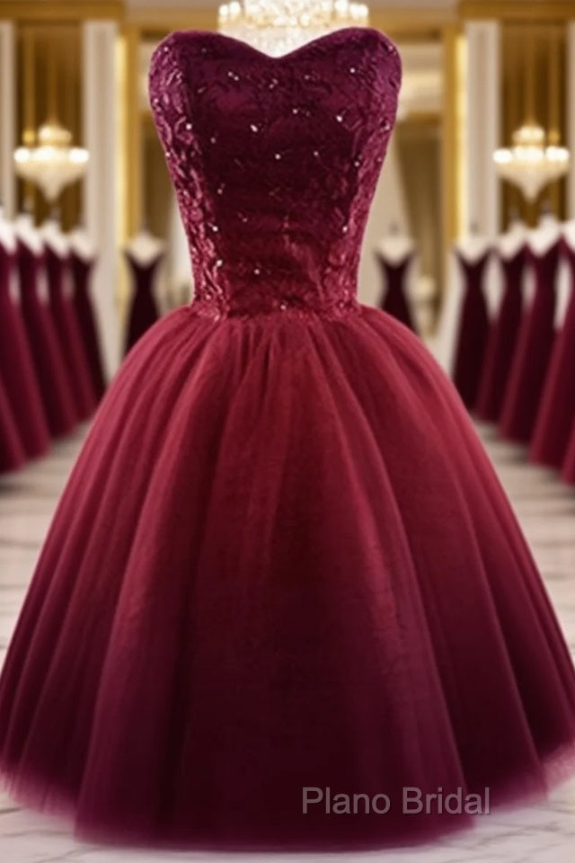 Sweet Burgundy Tulle Ball Party Dresses , Homecoming Dresses Main image