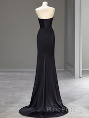 Sweetheart Black Mermaid Formal Dresses Strapless Long Formal Prom Dresses