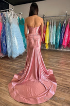 Sweetheart Fuchsia Pleated Mermaid Long Prom Dress
