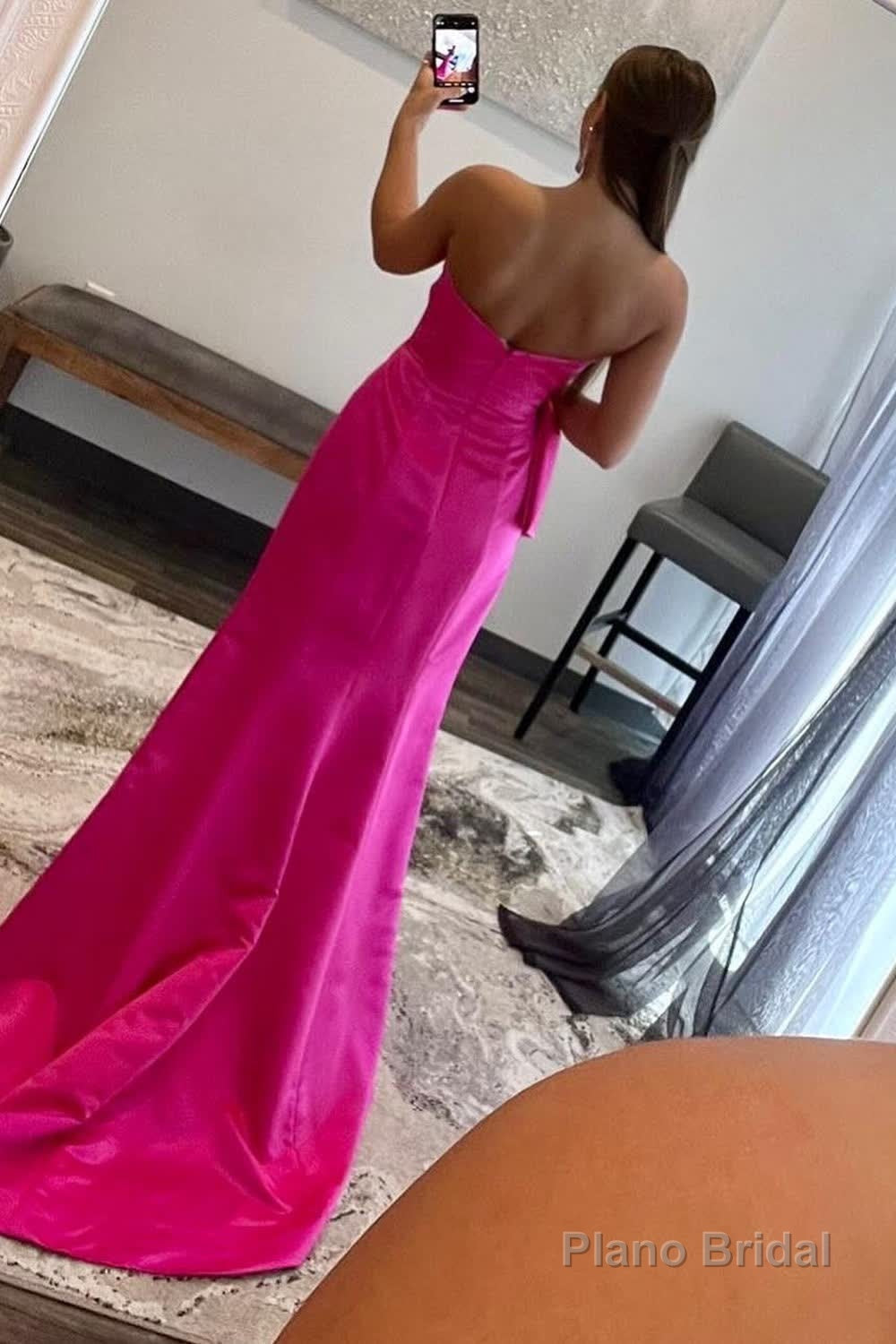 Sweetheart Hot Pink Long Prom Dress with Split Front Secondary image