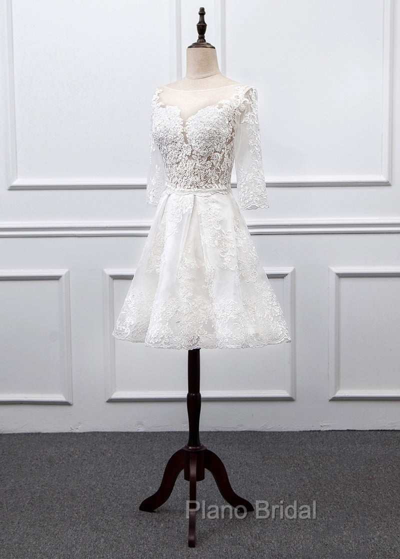 Sweetheart Lace Short Long Sleeves Wedding Dresses Secondary image