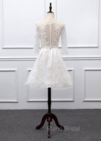 Sweetheart Lace Short Long Sleeves Wedding Dresses