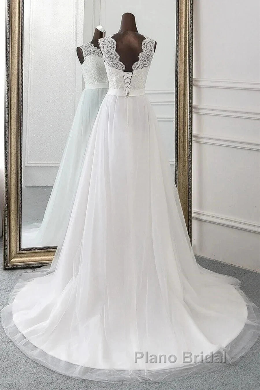 Sweetheart Lace Up Sleeveless Long Wedding Dresses