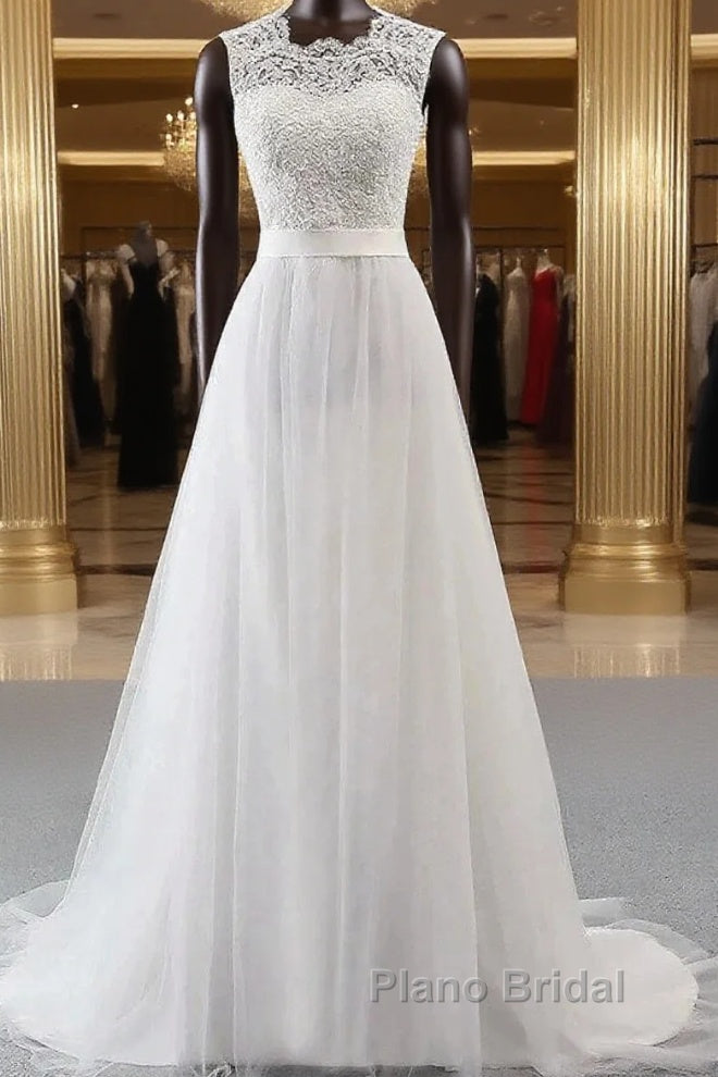 Sweetheart Lace Up Sleeveless Long Wedding Dresses