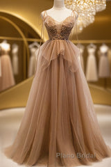 Sweetheart Neck Floor Length Champagne Lace Formal Prom Dresses, Long Champagne Lace Formal Evening Dresses