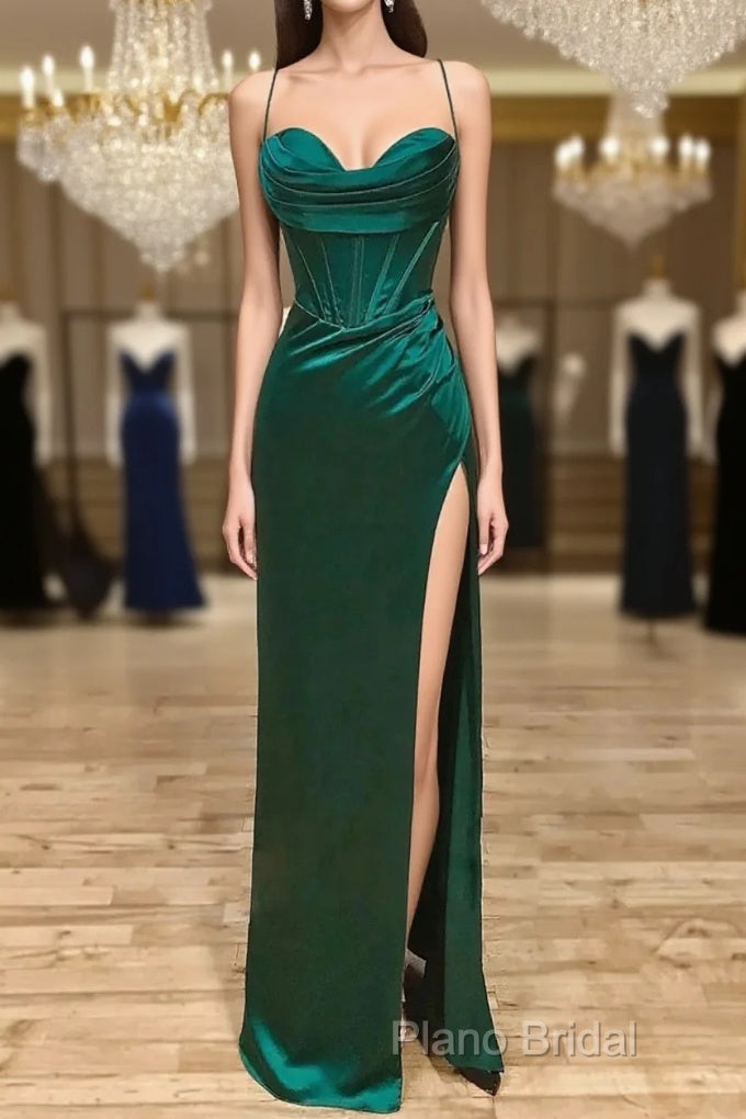 Sweetheart Neck Green Mermaid Long Formal Prom Dresses