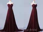 Sweetheart Neck Maroon Long Formal Prom Dresses, Burgundy Long Formal Bridesmaid Dresses