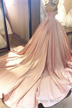 Sweetheart Neck Pink Lace Formal Prom Dresses, Pink Lace Long Formal Evening Dresses